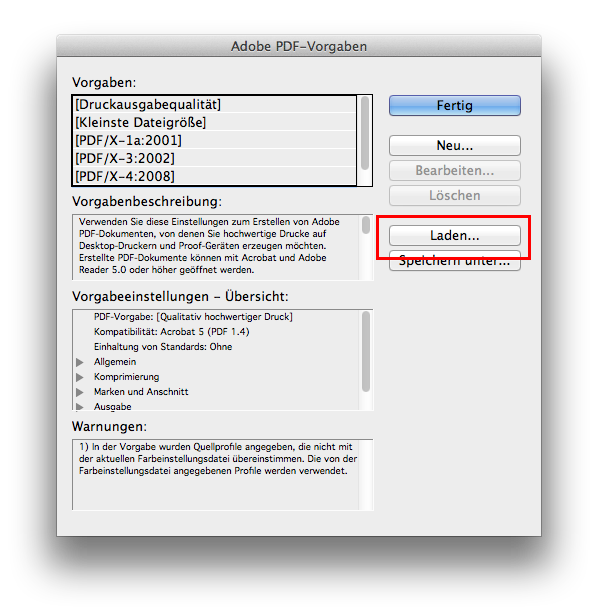 IT-Selbsthilfe: InDesign: PFD-Vorgaben importieren